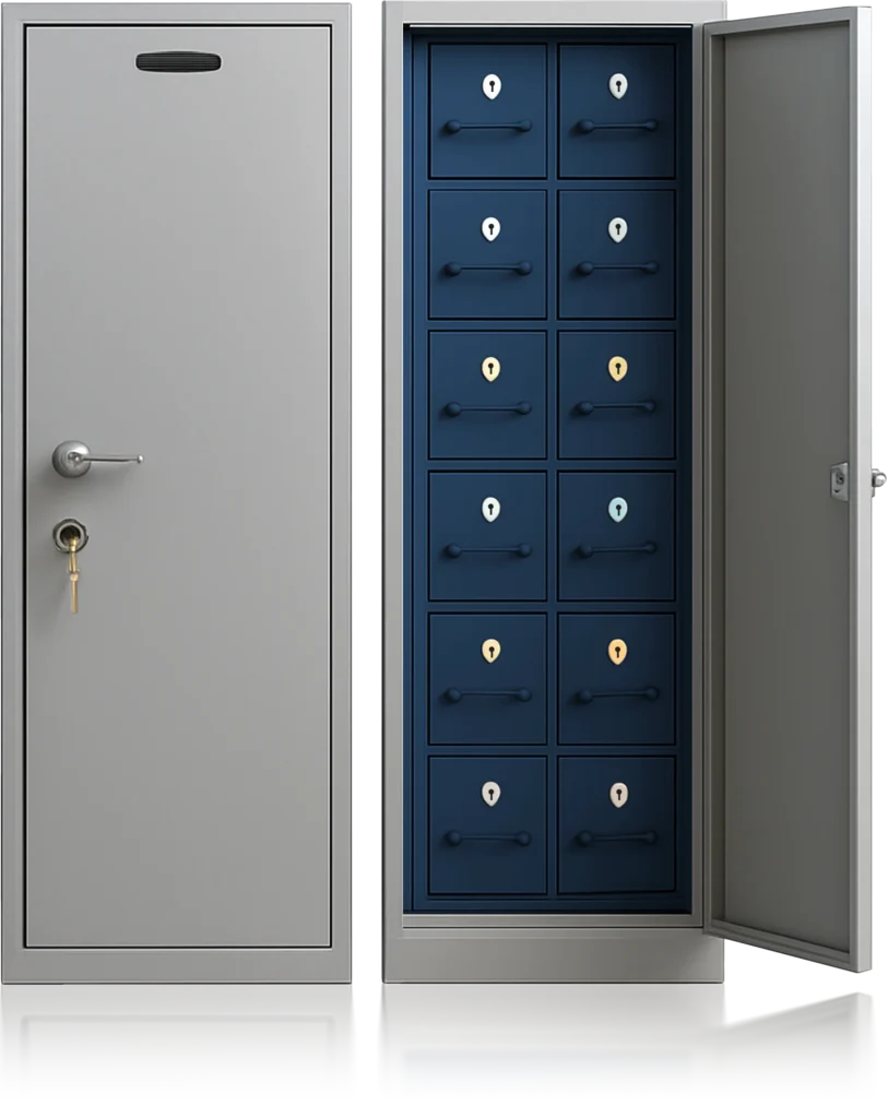 Heavy Duty Fire Proof Gold Locker Reflection